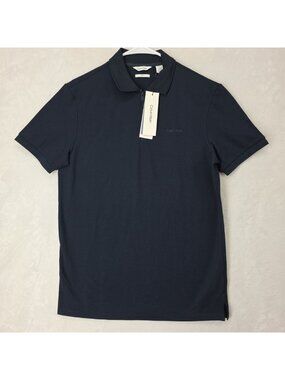 Calvin Klein Men's Classic Fit Quarter Zip Polo Shirt Navy Blue Size XS NWT